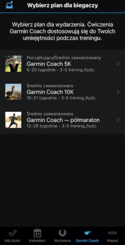 treningi garmin